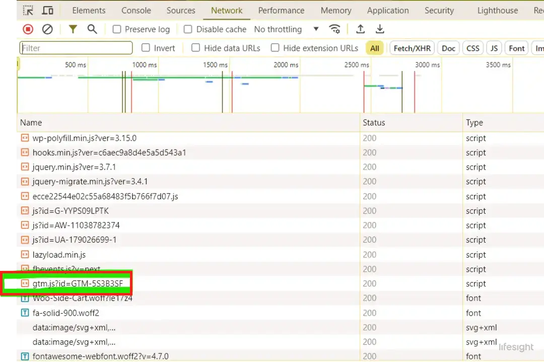 verify gtm container loading - Lifesight